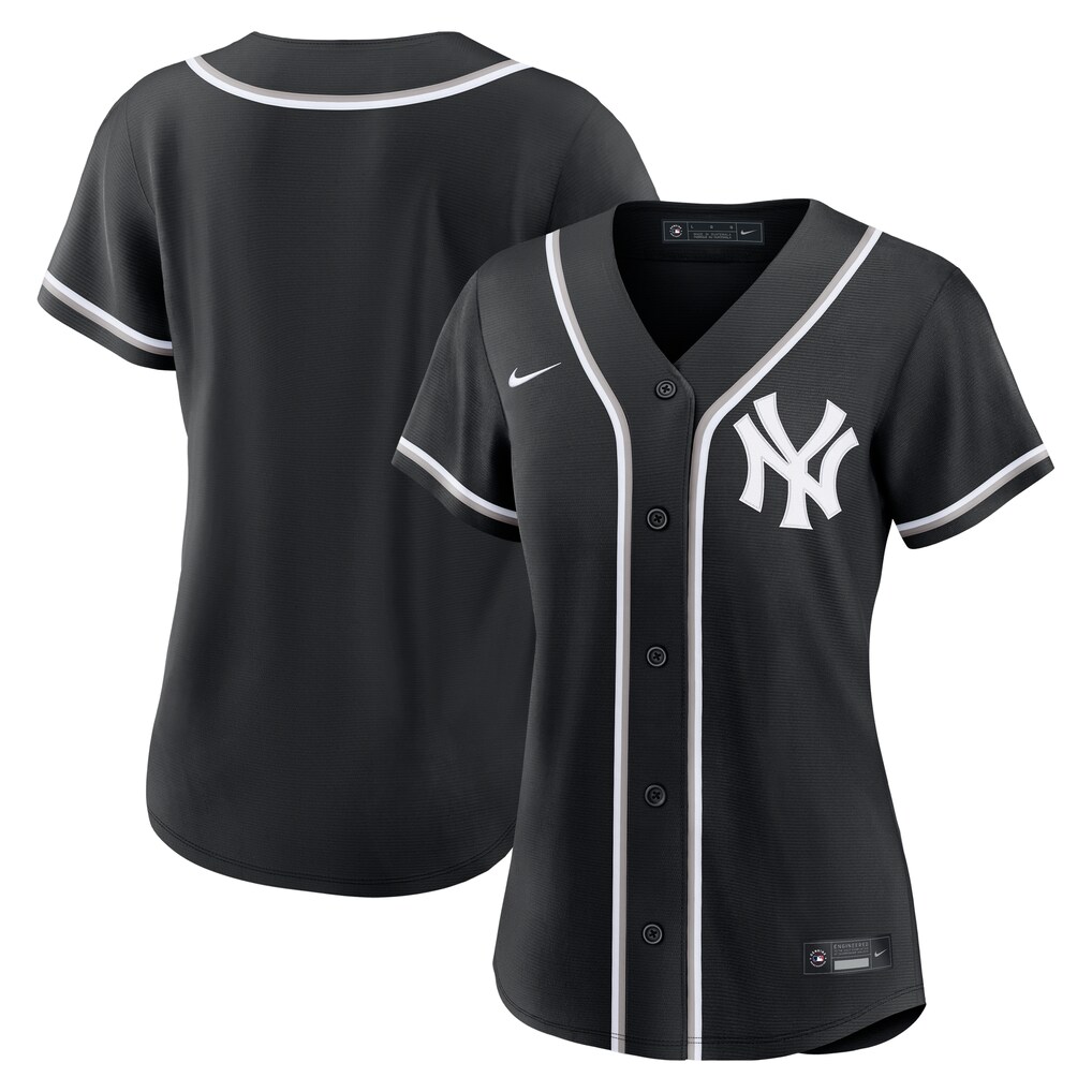 Women's New York Yankees Nike Fashion Replica Black Out Jersey - SUjersey01
