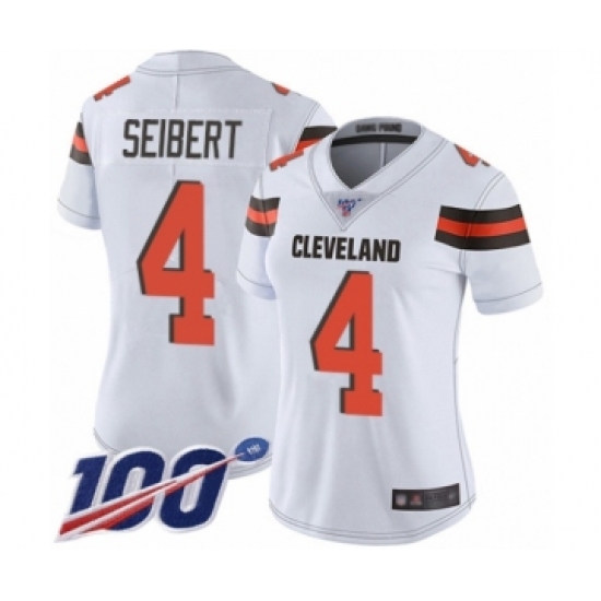 Women's Cleveland Browns #4 Austin Seibert White Vapor Untouchable Limited Player 100th Season Football Jersey - Ujersey