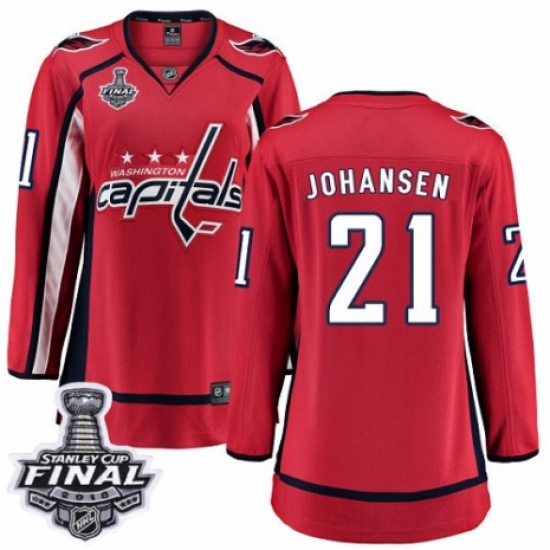 Women's Washington Capitals #21 Lucas Johansen Fanatics Branded Red Home Breakaway 2018 Stanley Cup Final NHL Jersey - Ujersey