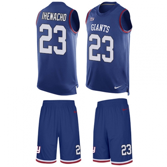 Men's Nike New York Giants #23 Duke Ihenacho Limited Royal Blue Tank Top Suit NFL Jersey - Ujersey
