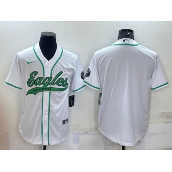 Men's Philadelphia Eagles Blank White With Patch Cool Base Stitched Baseball Jersey - Ujersey