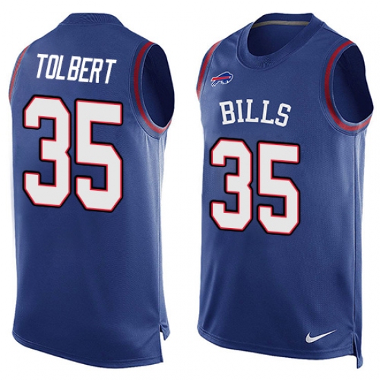 Men's Nike Buffalo Bills #35 Mike Tolbert Limited Royal Blue Player Name & Number Tank Top NFL Jersey - Ujersey