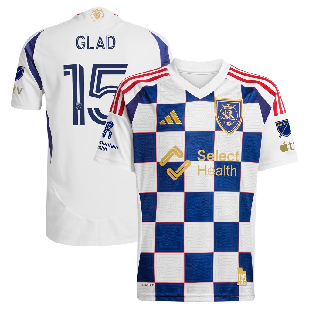 Men's Real Salt Lake Justen Glad adidas White 2025 Grid City On-Field Authentic Jersey - Ujersey