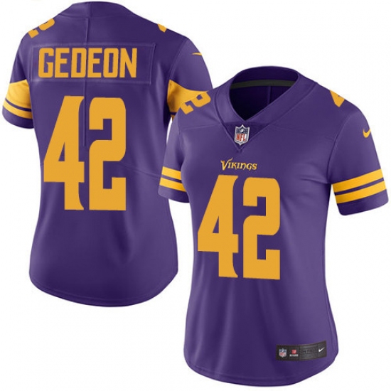Women's Nike Minnesota Vikings #42 Ben Gedeon Limited Purple Rush Vapor Untouchable NFL Jersey - Ujersey