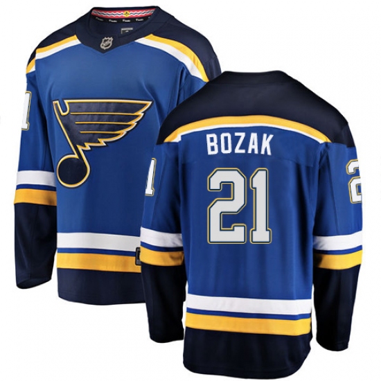 Men's St. Louis Blues #21 Tyler Bozak Fanatics Branded Royal Blue Home Breakaway NHL Jersey - Ujersey