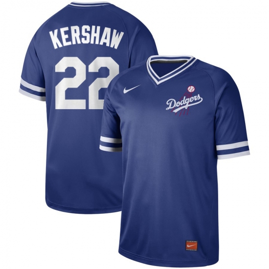 Men's Nike Los Angeles Dodgers #22 Clayton Kershaw Cooperstown Collection Legend V-Neck Jersey Royal - Ujersey