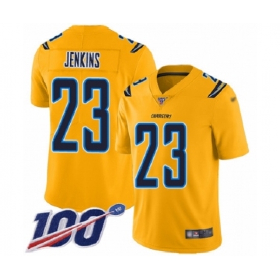Men's Los Angeles Chargers #23 Rayshawn Jenkins Limited Gold Inverted Legend 100th Season Football Jersey - Ujersey