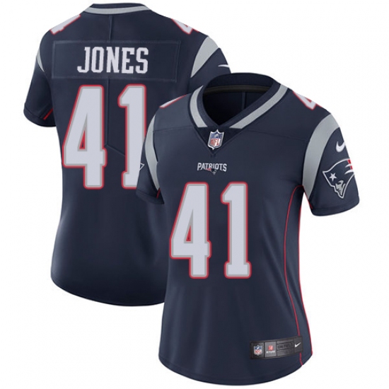 Women's Nike New England Patriots #41 Cyrus Jones Navy Blue Team Color Vapor Untouchable Limited Player NFL Jersey - Ujersey