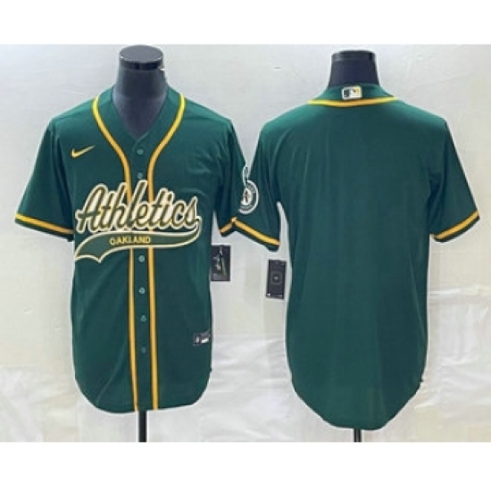 Men's Oakland Athletics Blank Green Cool Base Stitched Baseball Jersey - Ujersey