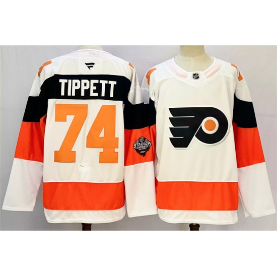 Men's Philadelphia Flyers #74 Owen Tippett White 2024-25 With A Stitched Jersey - Ujersey