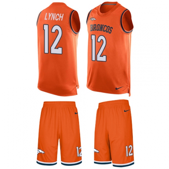 Men's Nike Denver Broncos #12 Paxton Lynch Limited Orange Tank Top Suit NFL Jersey - Ujersey