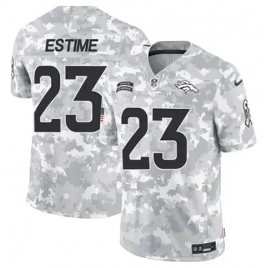 Men's Denver Brocos #23 Audric Estime 2024 Salute to Service Stitched Limited NFL Jersey