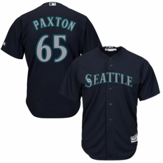 Youth Majestic Seattle Mariners #65 James Paxton Authentic Navy Blue Alternate 2 Cool Base MLB Jersey - Ujersey