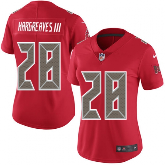Women's Nike Tampa Bay Buccaneers #28 Vernon Hargreaves III Limited Red Rush Vapor Untouchable NFL Jersey - Ujersey