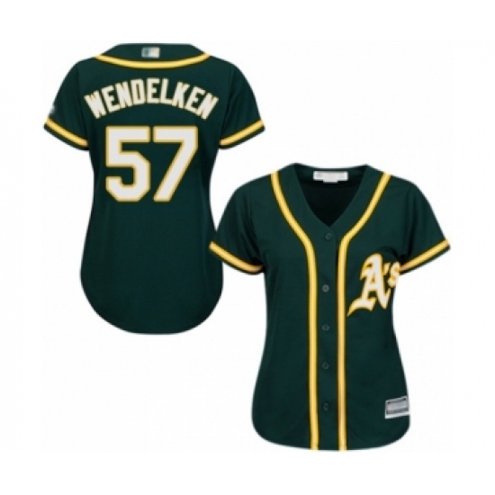 Women's Oakland Athletics #57 J.B. Wendelken Authentic Green Alternate 1 Cool Base Baseball Player Jersey