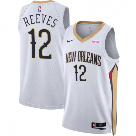 Men's New Orleans Pelicans #12 Antonio Reeves White 2024 Draft Association Edition Stitched Basketball Jersey - Ujersey