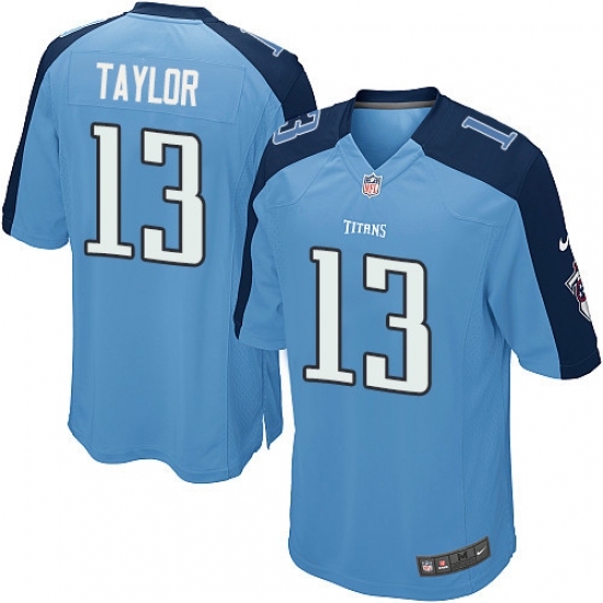 Men's Nike Tennessee Titans #13 Taywan Taylor Game Light Blue Team Color NFL Jersey - Ujersey