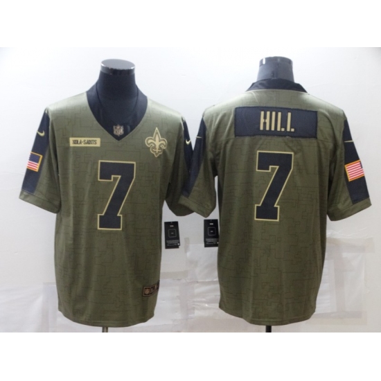 Men's New Orleans Saints #7 Taysom Hill Nike Olive 2021 Salute To Service Limited Player Jersey - Ujersey