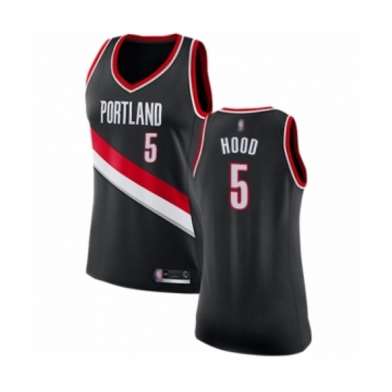 Women's Portland Trail Blazers #5 Rodney Hood Swingman Black Basketball Jersey - Icon Edition - Ujersey