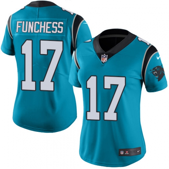 Women's Nike Carolina Panthers #17 Devin Funchess Limited Blue Rush Vapor Untouchable NFL Jersey - Ujersey