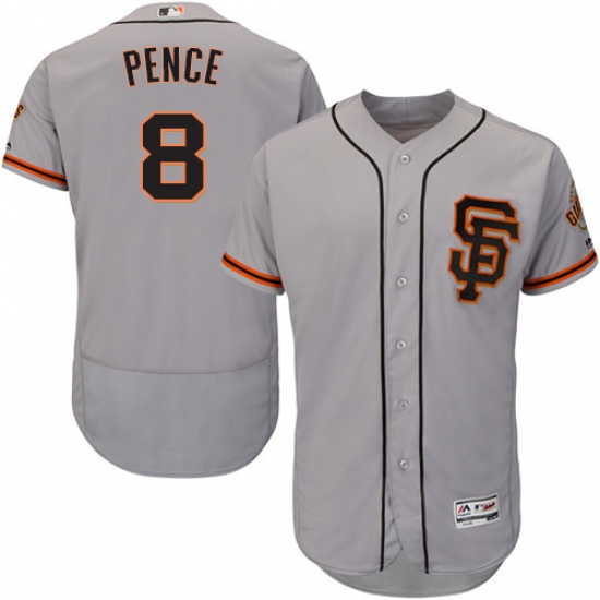Men's Majestic San Francisco Giants #8 Hunter Pence Grey Alternate Flex Base Authentic Collection MLB Jersey - Ujersey