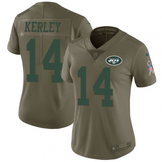 Women's Nike New York Jets #14 Jeremy Kerley Limited Olive 2017 Salute to Service NFL Jersey - Ujersey
