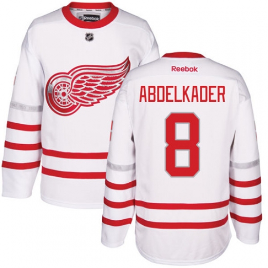 Men's Reebok Detroit Red Wings #8 Justin Abdelkader Premier White 2017 Centennial Classic NHL Jersey - Ujersey