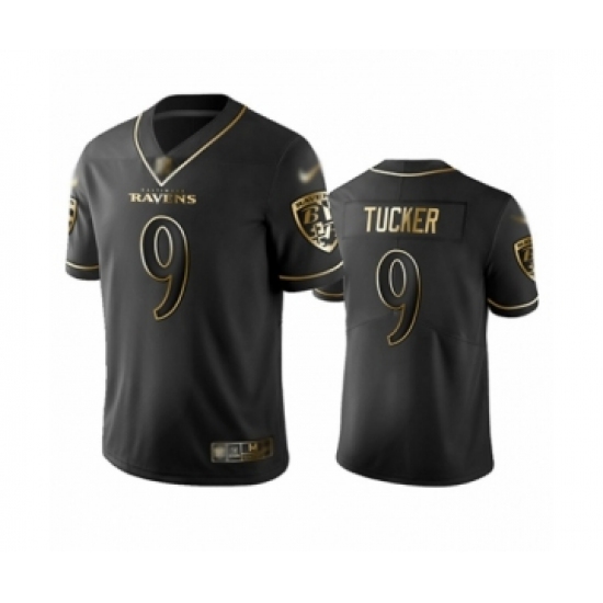 Men's Baltimore Ravens #9 Justin Tucker Limited Black Golden Edition Football Jersey - Ujersey