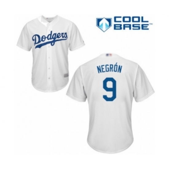 Youth Los Angeles Dodgers #9 Kristopher Negron Authentic White Home Cool Base Baseball Player Jersey - Ujersey