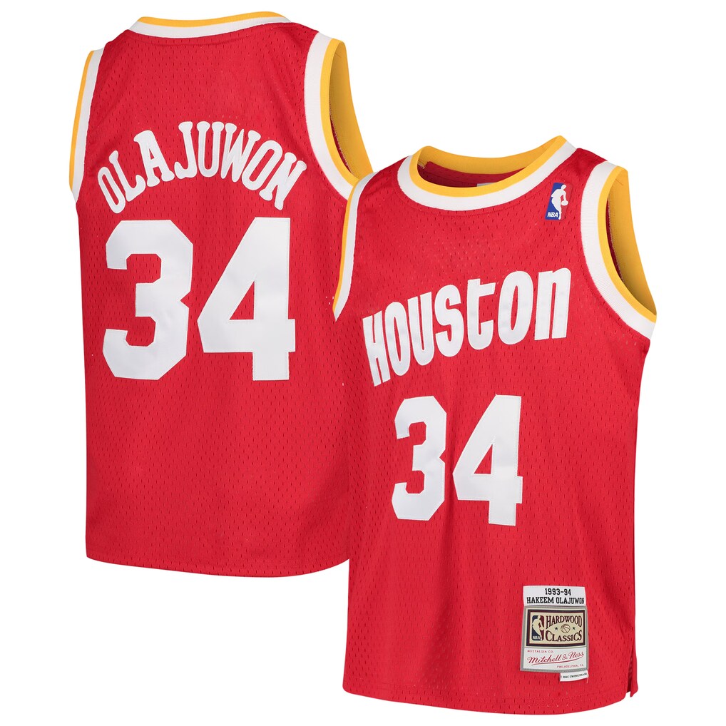 Youth Houston Rockets Hakeem Olajuwon Mitchell & Ness Red 1996/97 Hardwood Classics Swingman Jersey - SUjersey01