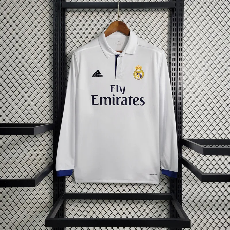 Real Madrid Retro Jersey Home Long Sleeve Soccer Shirt 2016/17 - U-jersey