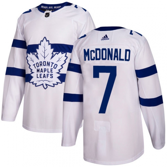 Men's Adidas Toronto Maple Leafs #7 Lanny McDonald Authentic White 2018 Stadium Series NHL Jersey - Ujersey