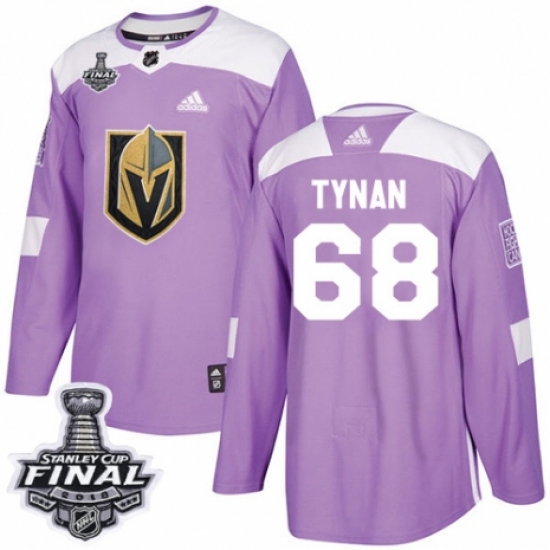 Men's Adidas Vegas Golden Knights #68 T.J. Tynan Authentic Purple Fights Cancer Practice 2018 Stanley Cup Final NHL Jersey - Ujersey