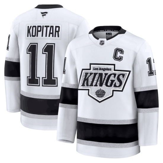 Men's Los Angeles Kings #11 Anze Kopitar White 2024-25 Away Stitched Hockey Jersey - Ujersey