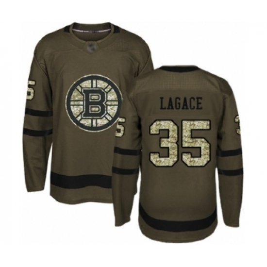 Men's Boston Bruins #35 Maxime Lagace Authentic Green Salute to Service Hockey Jersey - Ujersey
