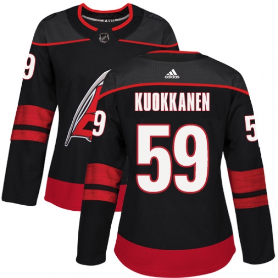 Women's Adidas Carolina Hurricanes #59 Janne Kuokkanen Premier Black Alternate NHL Jersey - Ujersey