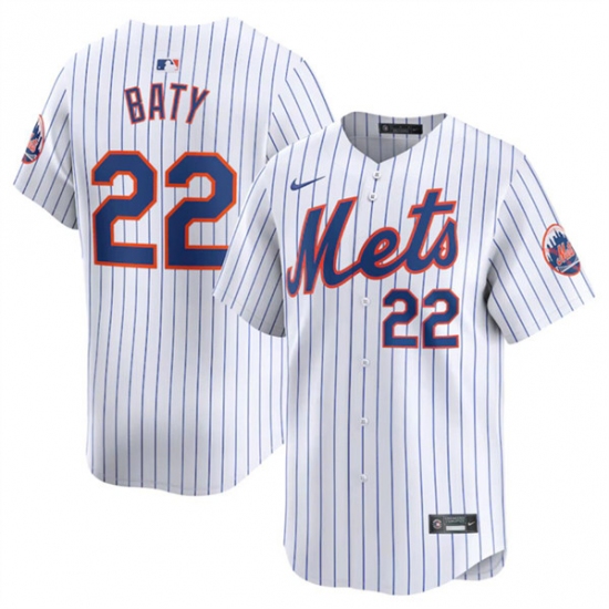 Men's New York Mets #22 Brett Baty White 2024 Home Limited Stitched Baseball Jersey - Ujersey