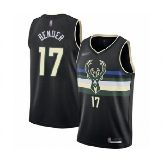 Men's Milwaukee Bucks #17 Dragan Bender Authentic Black Finished Basketball Jersey - Statement Edition - Ujersey
