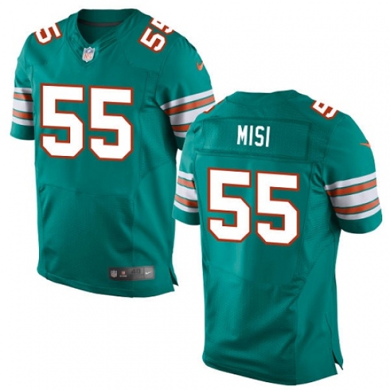 Men's Nike Miami Dolphins #55 Koa Misi Elite Aqua Green Alternate NFL Jersey - Ujersey