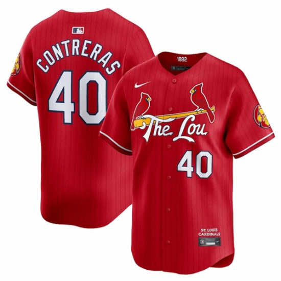 Men's St. Louis Cardinals #40 Willson Contreras Red 2024 City Connect Limited Stitched Baseball Jersey - Ujersey