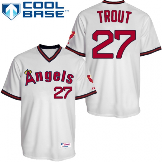 Men's Majestic Los Angeles Angels of Anaheim #27 Mike Trout Authentic White 1980 Turn Back The Clock MLB Jersey - Ujersey