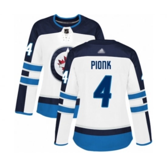 Women's Winnipeg Jets #4 Neal Pionk Authentic White Away Hockey Jersey