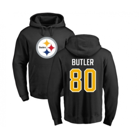 Football Pittsburgh Steelers #80 Jack Butler Black Name & Number Logo Pullover Hoodie - Ujersey