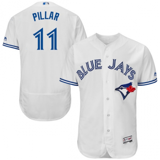 Men's Majestic Toronto Blue Jays #11 Kevin Pillar White Home Flex Base Authentic Collection MLB Jersey - Ujersey