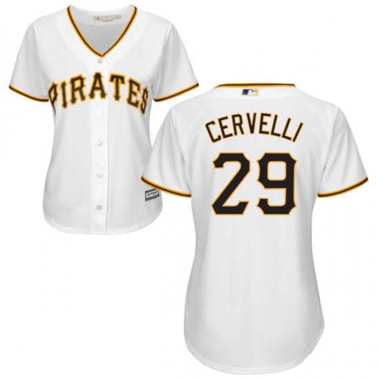 Women's Majestic Pittsburgh Pirates #29 Francisco Cervelli Replica White Home Cool Base MLB Jersey - Ujersey