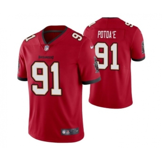 Men's Tampa Bay Buccaneers #91 Benning Potoa'e Red Vapor Untouchable Limited Stitched Jersey - Ujersey