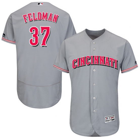 Men's Majestic Cincinnati Reds #37 Scott Feldman Grey Flexbase Authentic Collection MLB Jersey - Ujersey