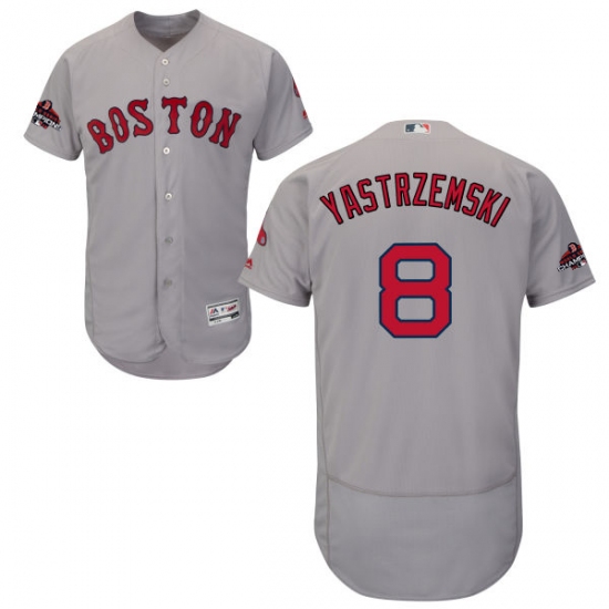 Men's Majestic Boston Red Sox #8 Carl Yastrzemski Grey Road Flex Base Authentic Collection 2018 World Series Champions MLB Jersey - Ujersey
