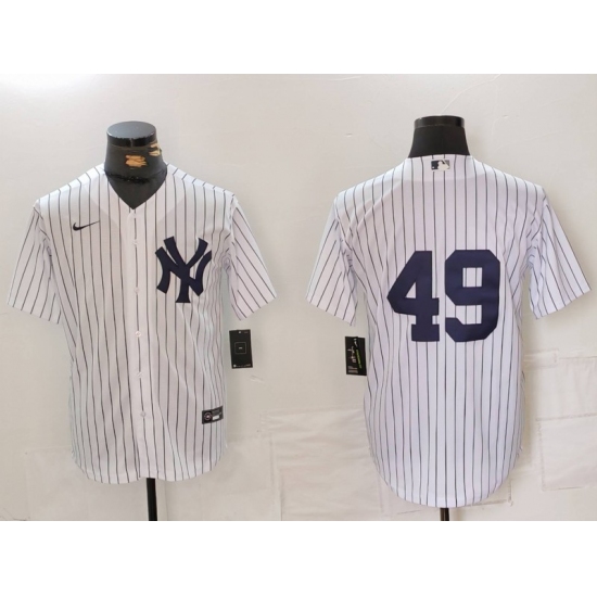 Men's New York Yankees #49 Ron Guidry White Cool Base Stitched Jersey - Ujersey