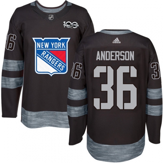 Men's Adidas New York Rangers #36 Glenn Anderson Premier Black 1917-2017 100th Anniversary NHL Jersey - Ujersey